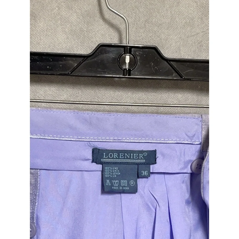 Men Linen Pants 36X39 Lavender Baggy Linen Wide Leg Hopsack Pleat Cuffs Lorenier